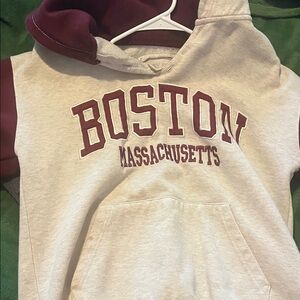 Boston Massachusetts Beige and Maroon Hoodie